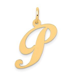 14k Yellow Gold, Ella Collection Medium Fancy Script Initial P Pendant
